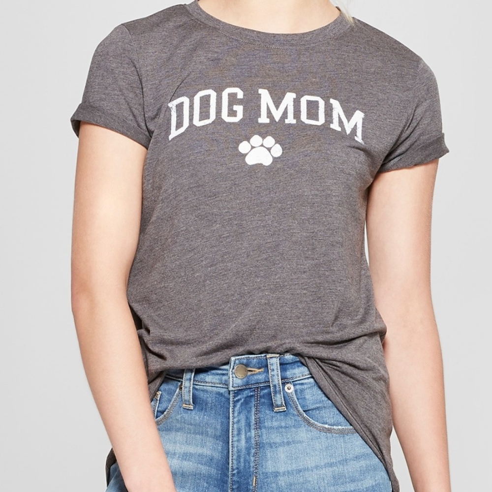 Modern Lux Dog Mom Short Sleeve Graphic T-Shirt Charcoal Gray Size Medium